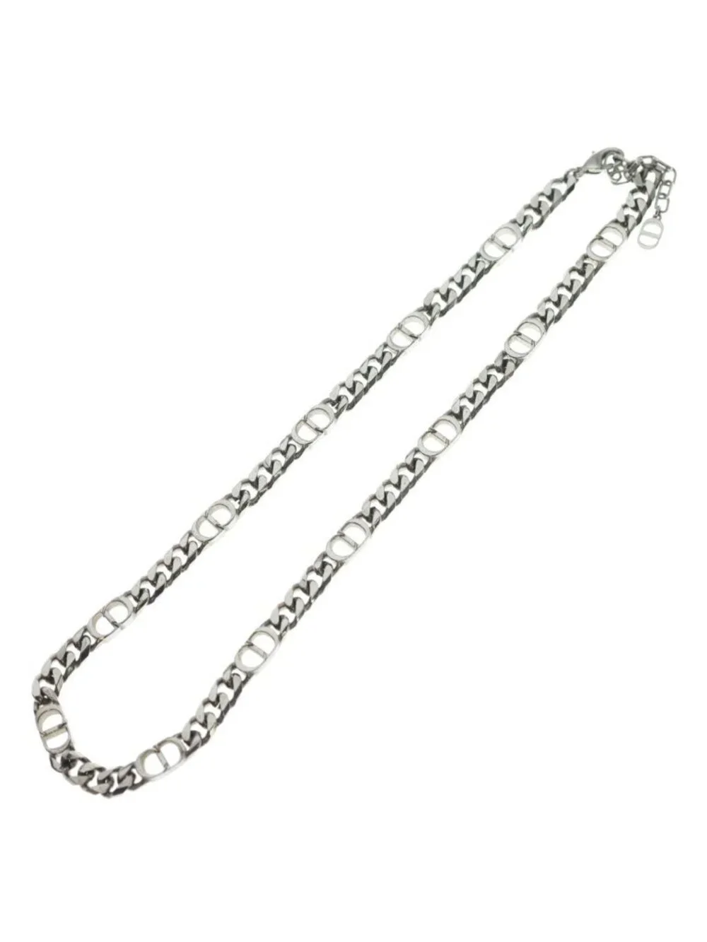 Dior CD Logo Icon Chain Link Necklace Silver